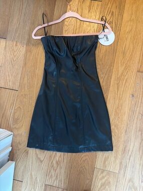 Princess Polly Black Faux Leather Strapless Mini Dress